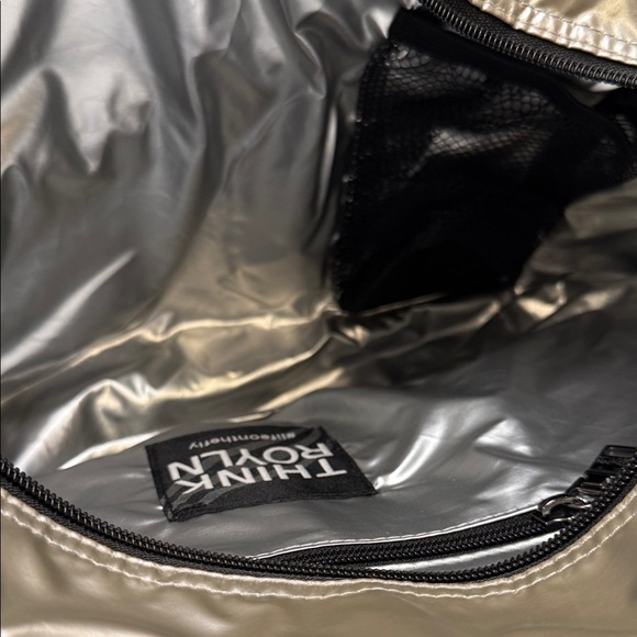 THINK ROYLN Metallic Silver Quilted Shoulder Bag Never Used - Picture 3 of 6